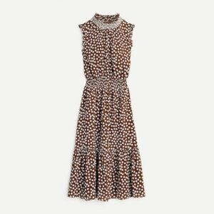 J. Crew smocked-waist midi dress in polka dot NWT